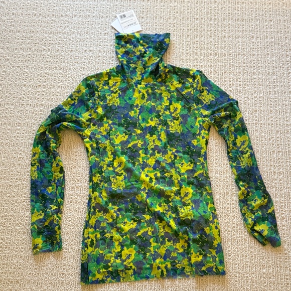 NWT Ganni Floral Mesh Turtleneck - Sz DE 40 US 8 - Picture 2 of 7